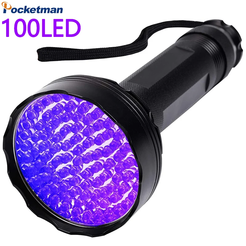 

100LED UV Flashlight High Quality Portable Black Light 395nm Ultra Violet Lantern for Dog Cat Pet Detector Bugs Scorpions Finder