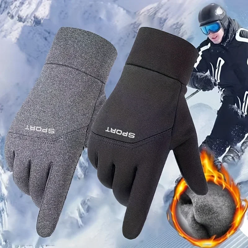 

Winter Outdoor Cycling Gloves with Warm and Plush Touch Screen, Anti Slip, Splash Proof, Windproof Couple Switch Gloves
