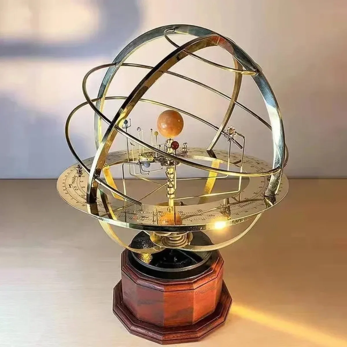 

Mechanical Solar System Model Metal Orrery Desk Decoration Kinetic Sculpture Science Gift Office Decor Collectible Ornament