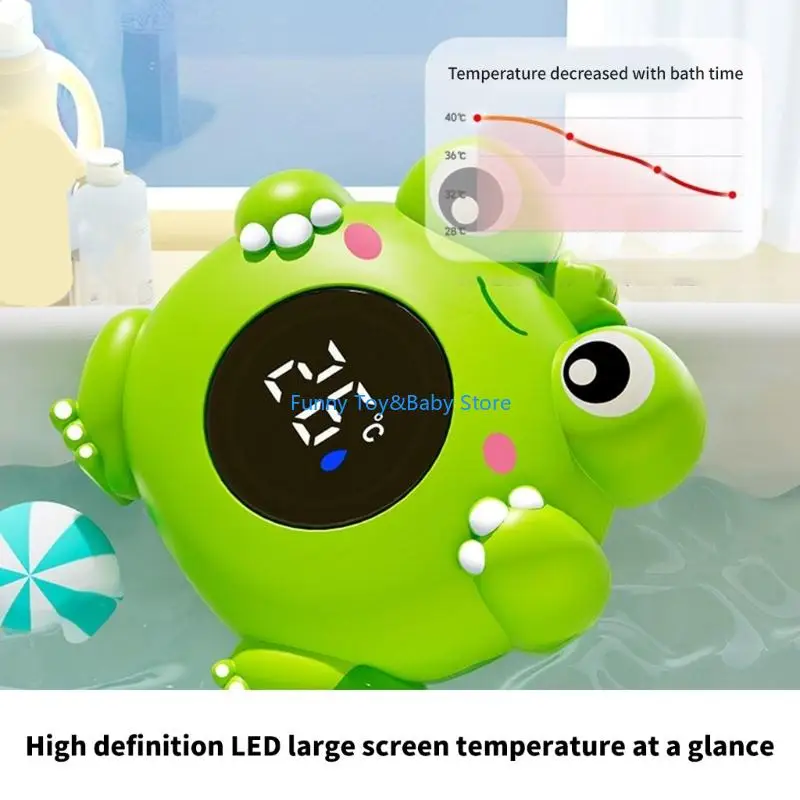 موازين حرارة لحمام الأطفال على شكل ضفادع مع مستشعر عالي الدقة وشاشة عرض 3 ألوان C90B #5