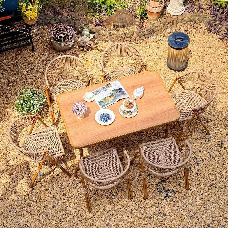 Table and chair courtyard balcony  table and chair combination, outdoor open-air terrace with tables and chairs that