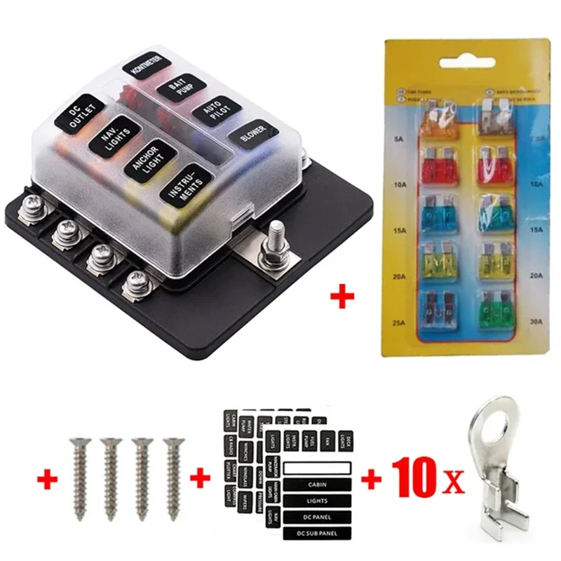 אוניברסלי 12v 24v 6/8way מכונת להב תיבת מסוף בלוק בלוק חסום מחזיק אוטומטי Fuse