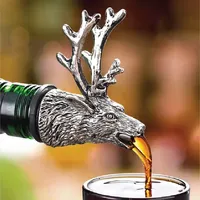 1 PC Zinc Alloy Deer Elk Head Mouth Wine Pourer Wines Extractor Silver Pourers Bar Accessories Dispenser for Wine