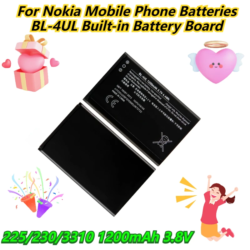 

3,8 В 1200 мАч для Nokia 225/230/3310 аккумуляторы для мобильных телефонов BL-4UL встроенная аккумуляторная плата
