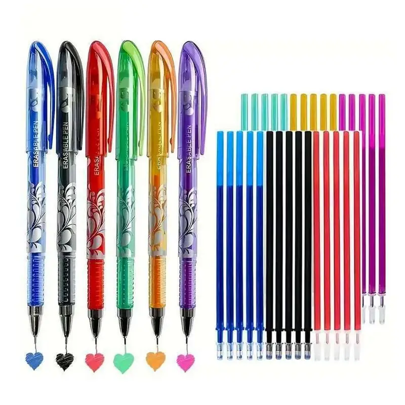 

Erasable Pens 6 Colors Ink Smooth Writing Pens 0.5mm Fine Point With 30 Refills For Kids Adults School Working Journaling And