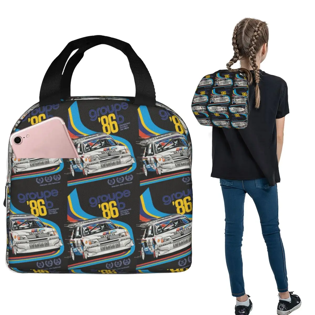 Peugeot 205 Turbo Rally &x27;86 Insulated Lunch Bag for Women Children Portable Food Boxes Thermal Lunch Box Tote