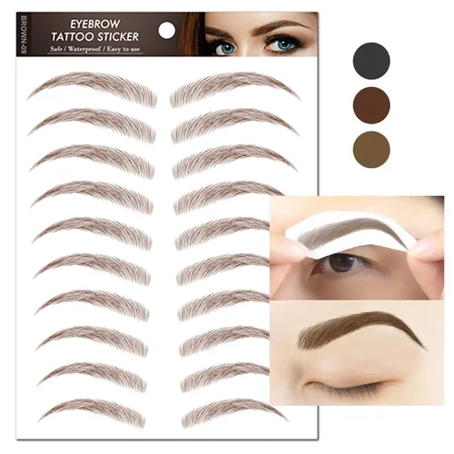 Imagen 2 del producto Tatuajes de cejas 6D, pegatinas impermeables de larga duración, pegatinas de cejas postizas similares al cabello Natural para dar forma a la cuidado de las cejas, 10 pares