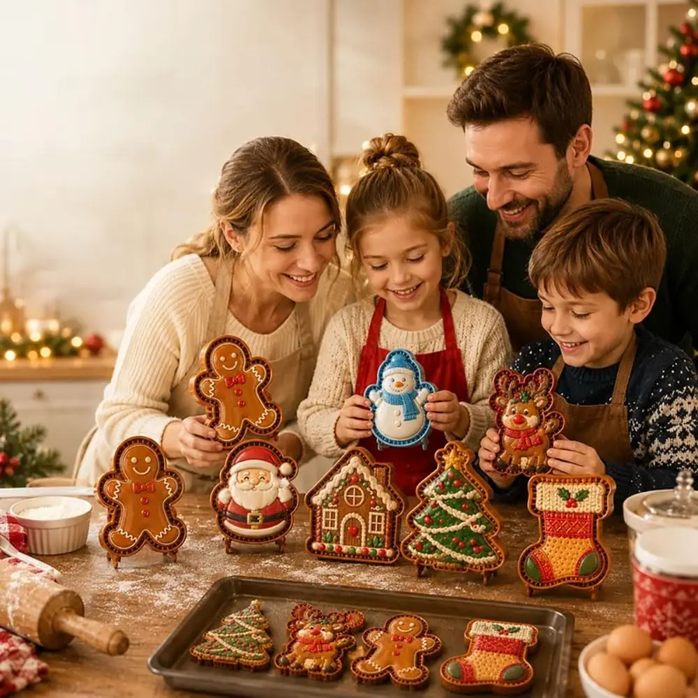 9-Design Christmas Mini Pie Molds, Reusable Embossed Hand Baking Molds| DIY Christmas Baking Set with Santa, Snowman