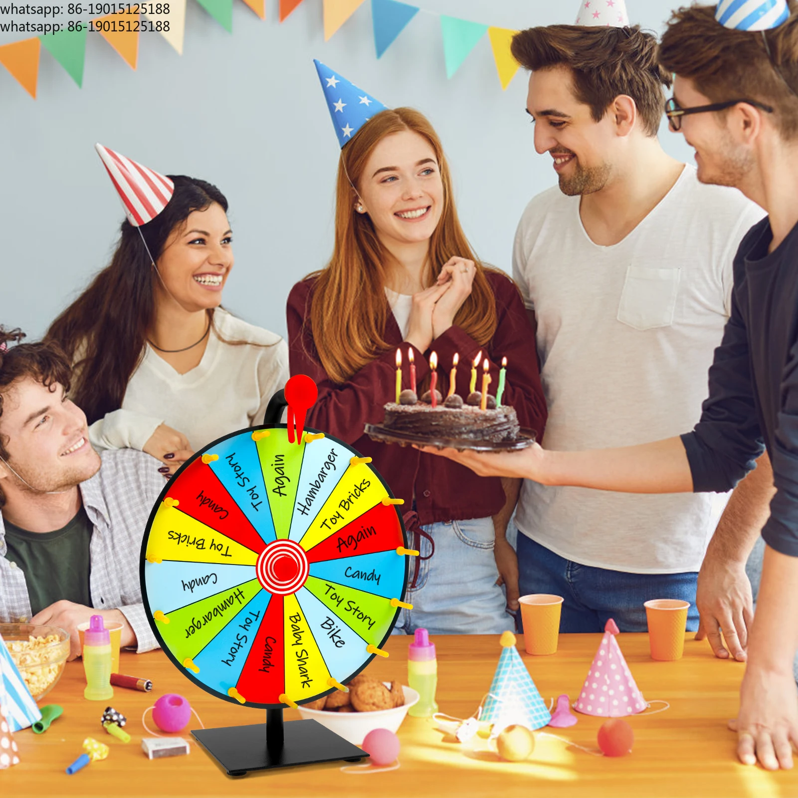 Prize Wheel Game Spinner DIY Prize Spin Wheel Carnival Game Spinner for Wedding Birthday Party Trade Show Game Prop Turntable