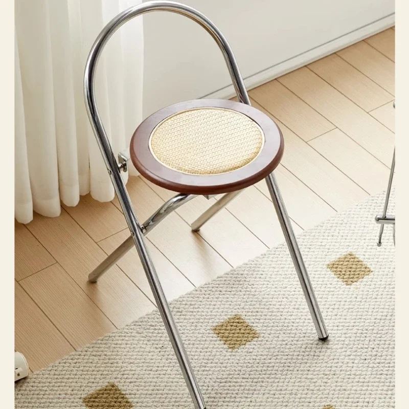 Foldable Rattan Counter Stool Casual Designer Bar Chairs Light Luxury Comfort for Modern Simplicity Adds Aesthetic Appeal