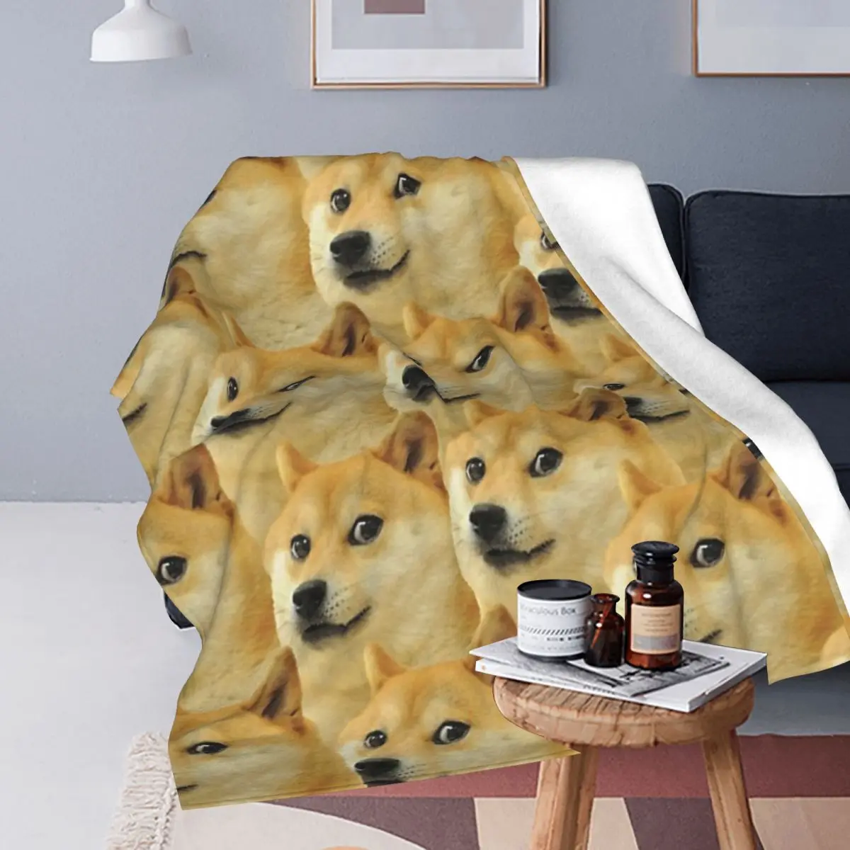 Doge Shiba Inu Memes Blanket Soft Warm Flannel Throw Blanket Bedding for Bed Living room Picnic Travel Home Couch