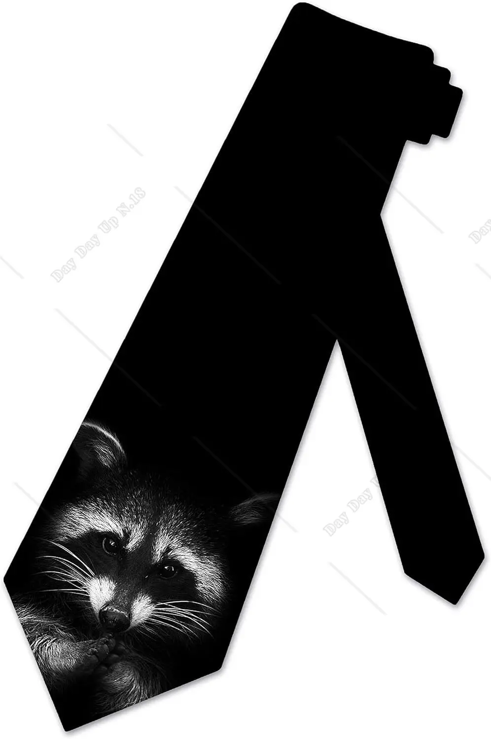 Raccoon Ties Mens Black and White Animal Ties Animal Tie Print One Size for Party Holiday Zoo