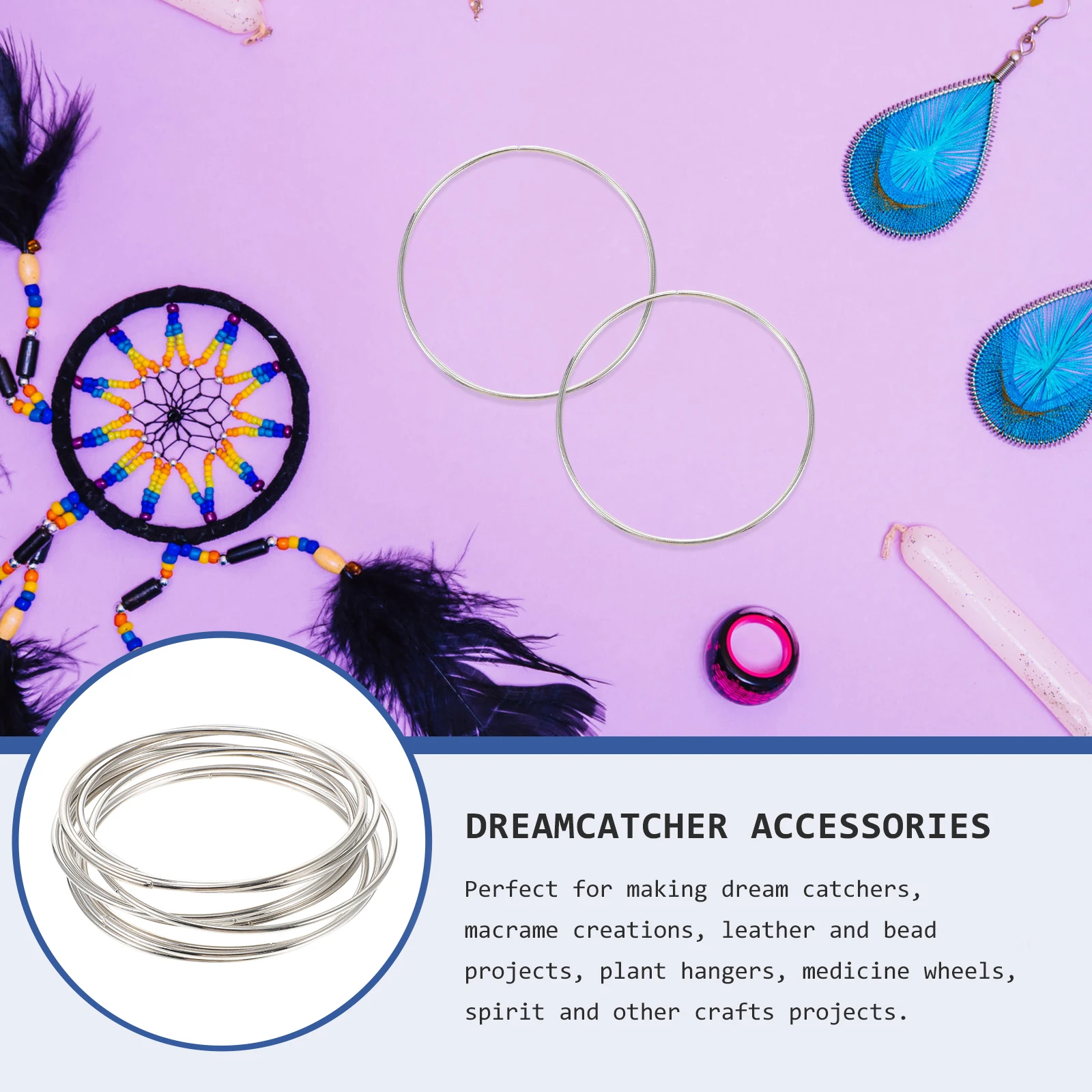 

10 Pieces Ring Rings 10cm Diy Dreamcatcher Hoop DIY Hoop Dreamcatcher Accessories Craft Silver Wall Hanging Decor Accessories