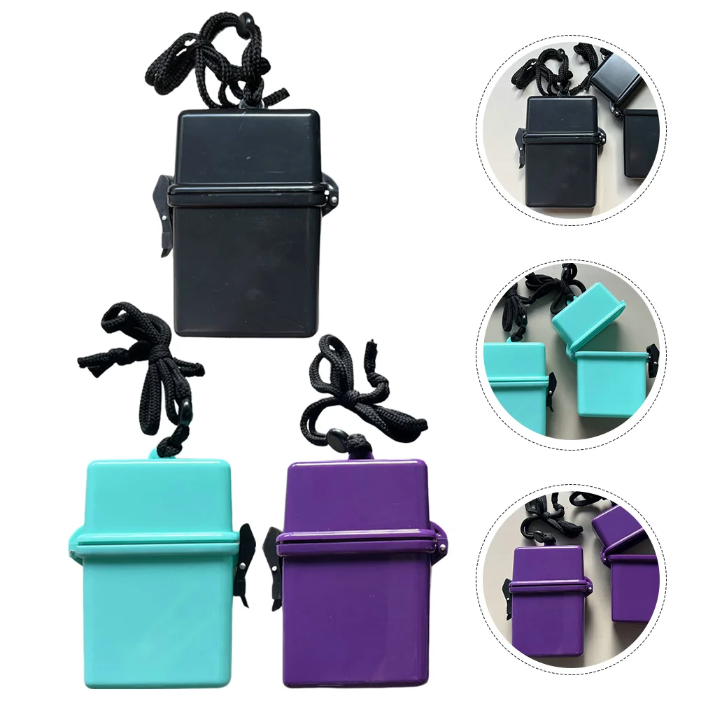 

3 Pcs Lanyard Waterproof Box Lanyards for Men Id Badges Plastic Cigarette Container Outdoor