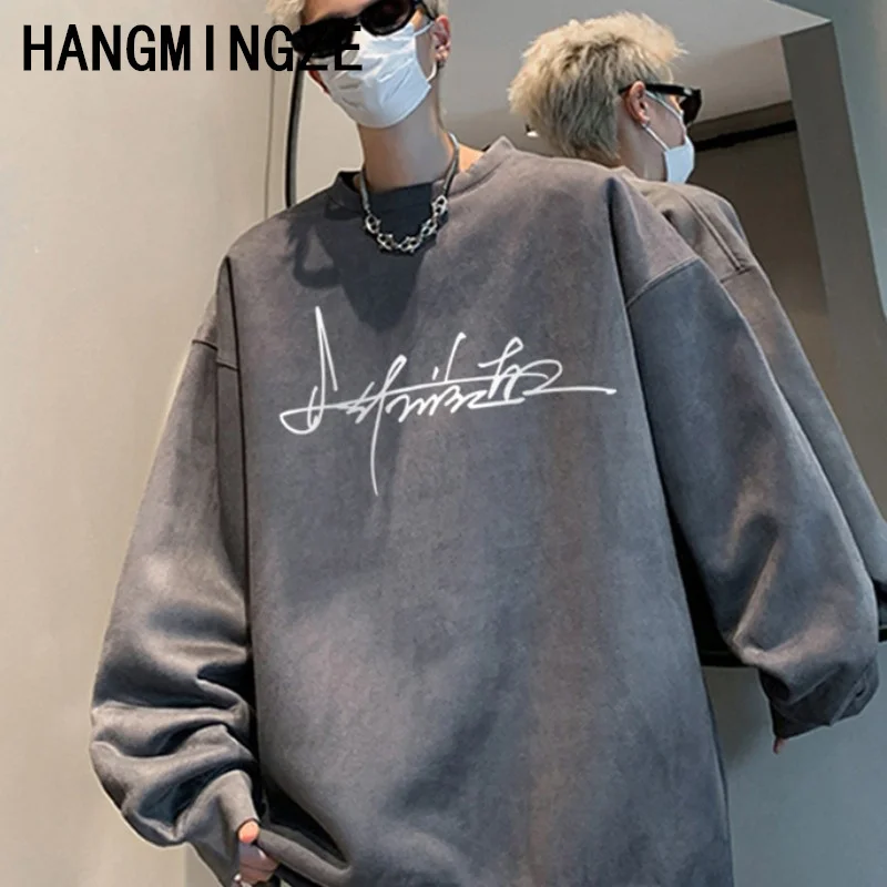 2024 New Letter Print Sweatshirt Men Harajuku Comfy Sweatshirt Fashion Comfy Leisure Vintage Autumn Crewneck Male Tops Clothing