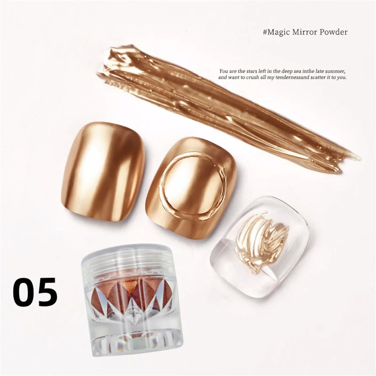 1/8 stuks hoge diamant fles magische spiegel poeder zilver rose goud heldere wrijving coating nagellak lijm nail art creatie K2Y ﻿