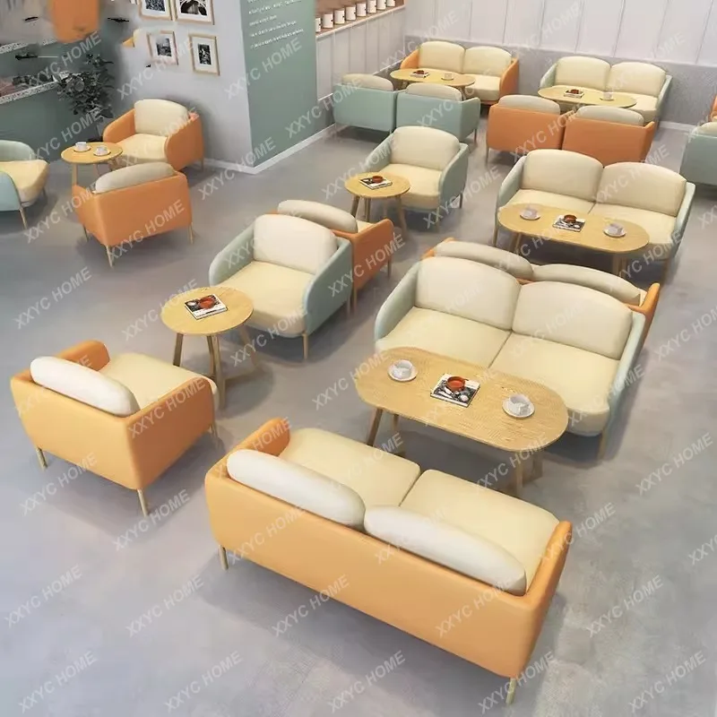 Milk tea shop sofa booth beauty shop clothing shop rest area reception business small sofa cafe table and chair combination