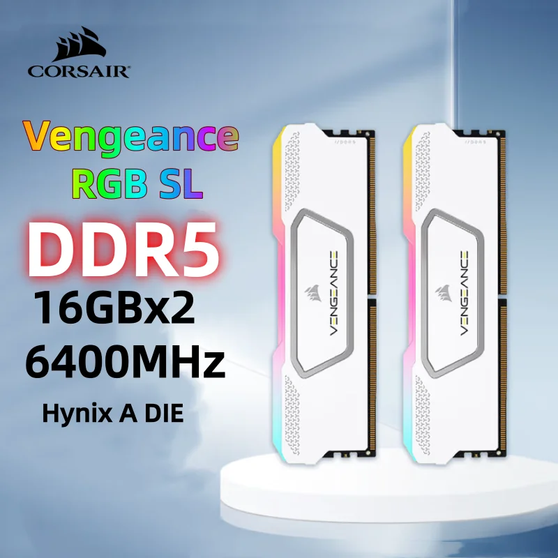 Corsair DDR5 RGB RAM Vengeance RGB SL يدعم XMP 3.0 DDR5 6400MHz 32GB (16GBx2) وحدة ذاكرة مكتبية الذاكرة البيضاء