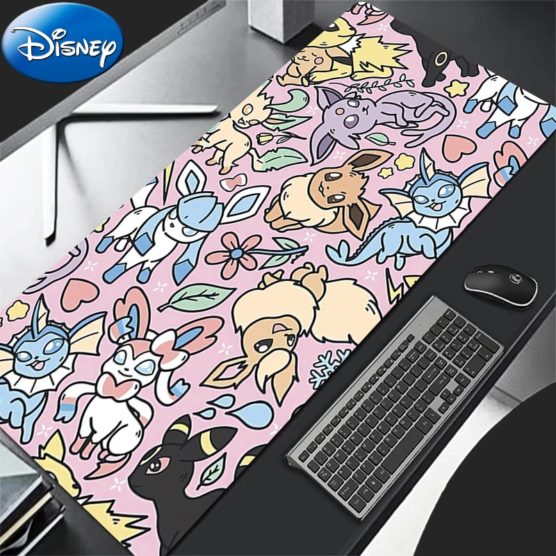 Mouse Pad de Anime 90x40cm P-Pokemon Gamer MousePads Tapete de Jogo Macio com Borda Travada para Teclado e Mouse