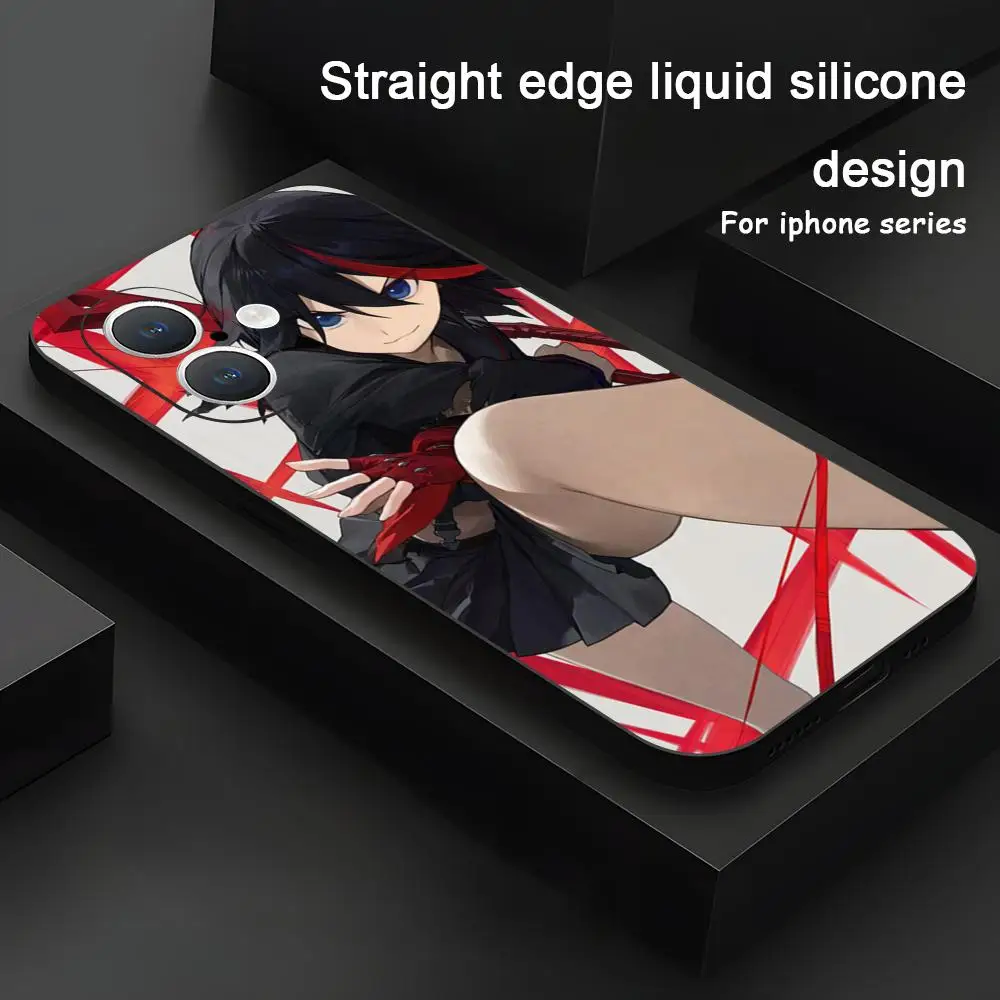 KILL la KILL أنيمي الساخن جراب هاتف آيفون 17 16 15 14 13 12 11 X XR XS 8 Plus Mini Pro Max لينة سوداء غطاء مقاوم للصدمات #4