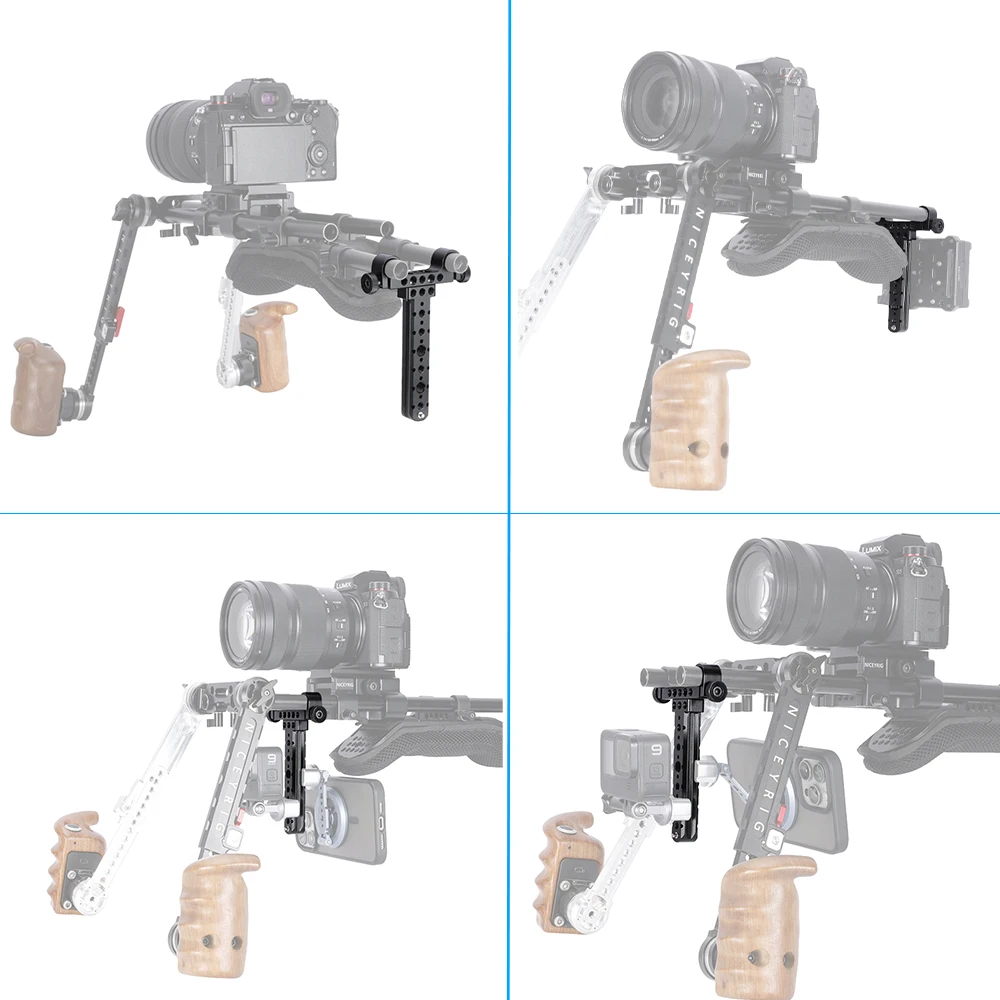 NICEYRIG Nato Rail with 15MM Dual Rod Clamp and 1/4 & 3/8 Arri Locating Holes for Camera Accessories Extension - view 4