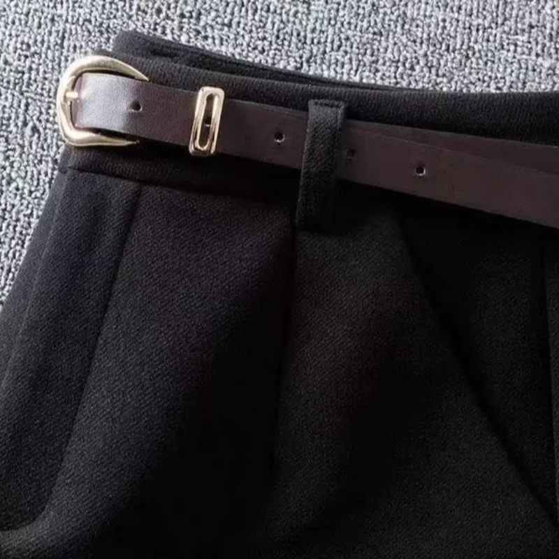Shorts Women Korean Office-look Elegant Lady Autumn Winter Solid All-match Straight Design High Waist Mujer Simple Cozy Trouser