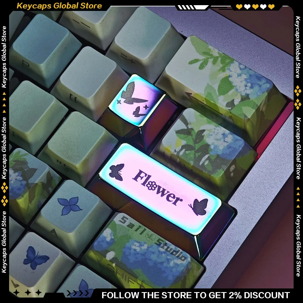 Original Personalized Cute Butterfly Flower Zinc Alloy Material ESC 1U/2.25U Colorful Customized Mechanical Keyboard Gift