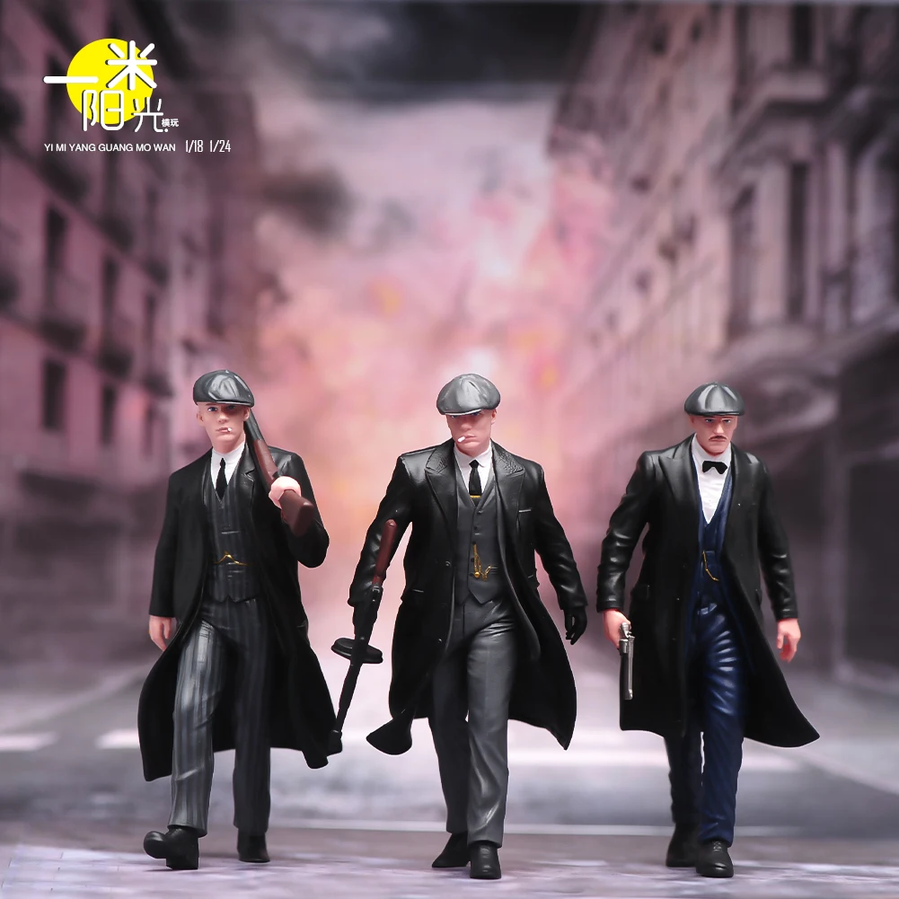 Miniatura 1/18 1/24 1/43 1/64 1/87 homem gangster usando chapéu de bico de pato segurando arma pintada figura modelo brinquedos mini adereços de cena