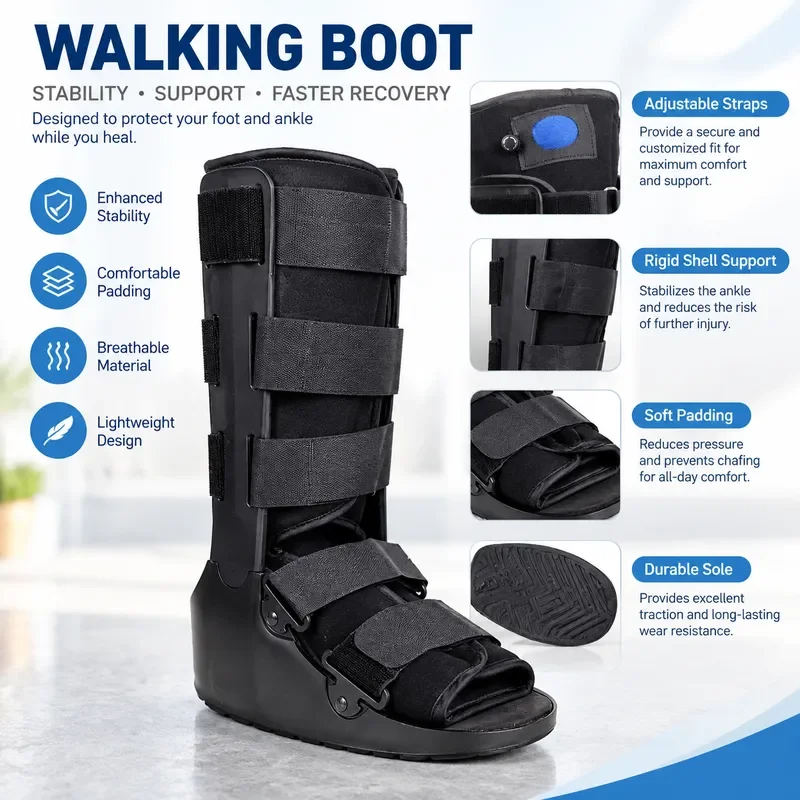 Achilles Tendonitis Boot Air Cushion Ankle Brace Walking Rehabilitation Shoe for Plantar Fasciitis Heel Pain Relief and