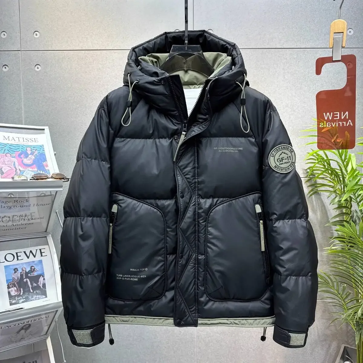 Sport Hooded Down Jacket Fall Winter Thick Warm Outdoor Windproof Sportwear Coats Male Workwear White Duck Down Jacket