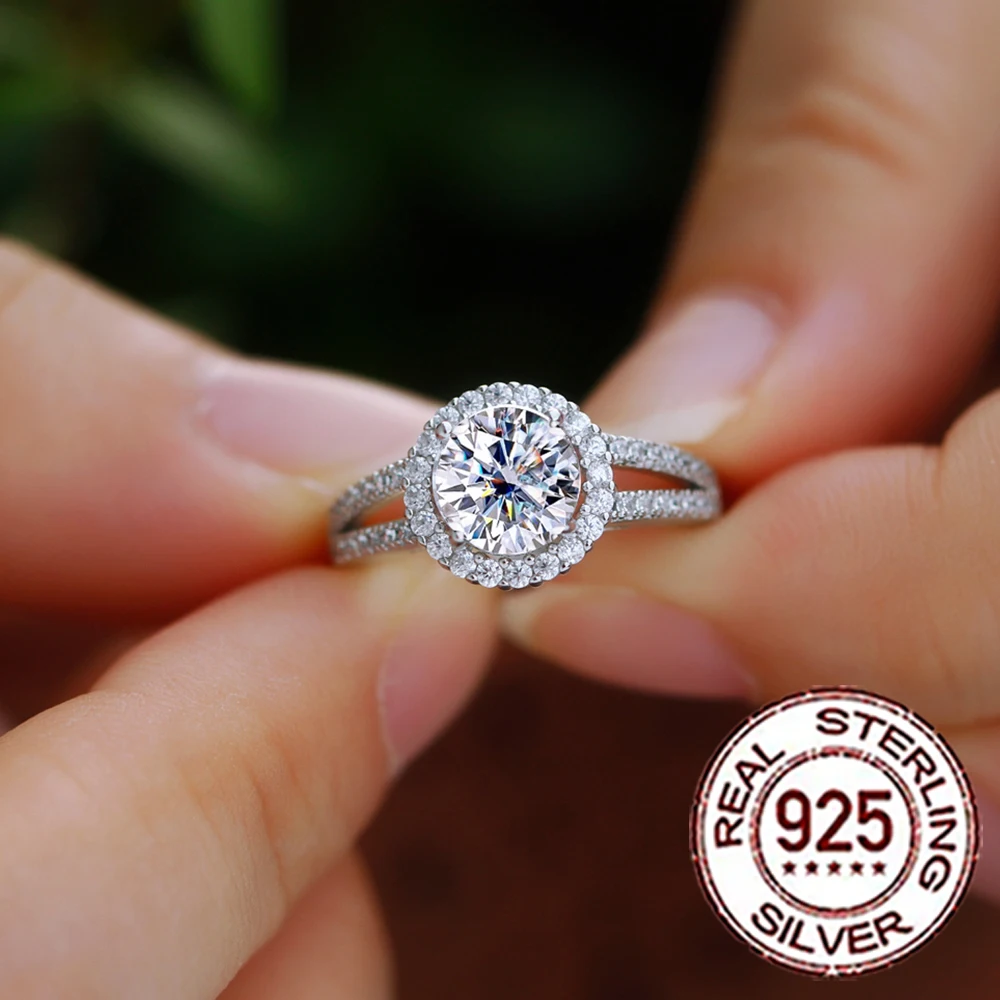 

CWWZircons S925 Sterling Silver Gorgeous Round CZ Micro Pave Rings for Women Engagement Wedding Band Lover Jewelry Gifts SR054