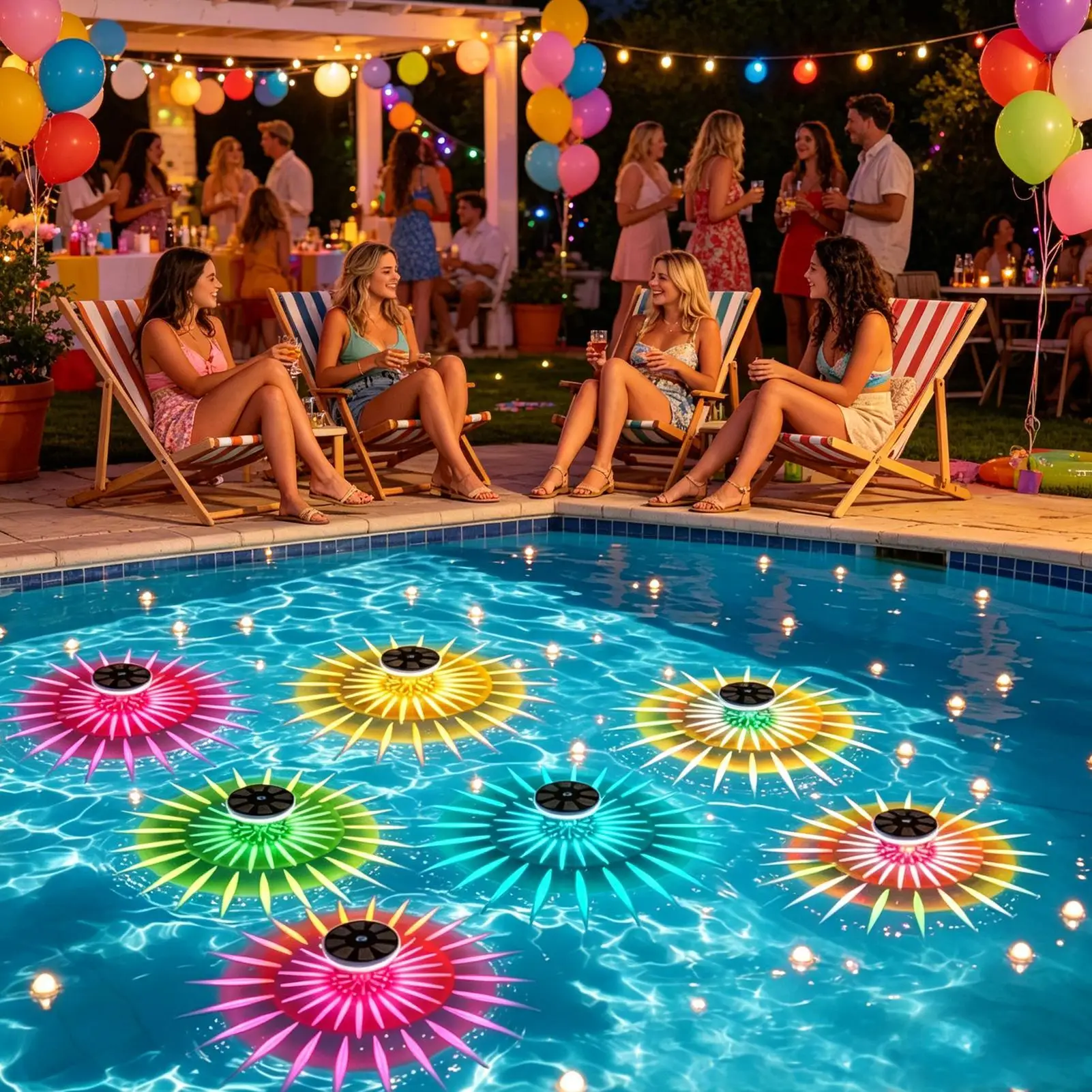 Pool Decorations Waterproof Solar Powered Smart Lights For Pool For Outdoor Garden Home Wedding Bathroom Bathtub Party Hotel