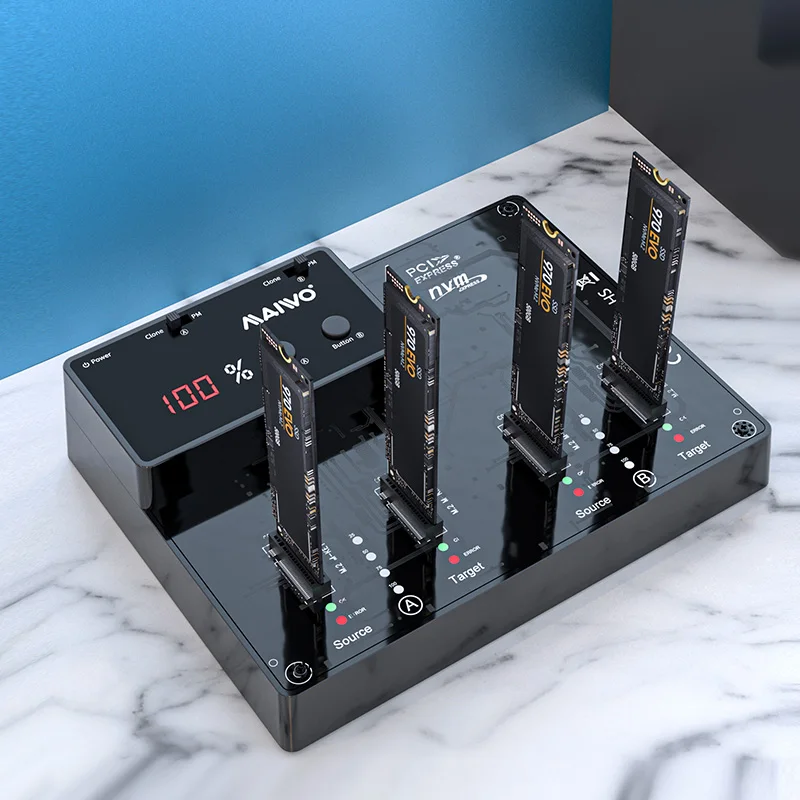 MAIWO 4-Bay NVMe M.2 SSD Cloner Docking Station USB 3.2 Gen2 10Gbps Type-C 1:1 Offline Duplication Tool-Free HDD Enclosure