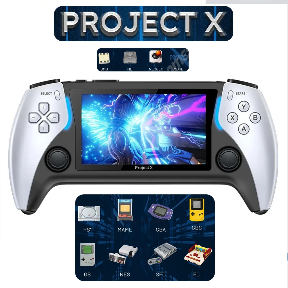 

4.3 Inch IPS PROJECT-X Handheld Game Console Screen Portable Video Game Player HD Game Console Dual Controller Christmas Gift