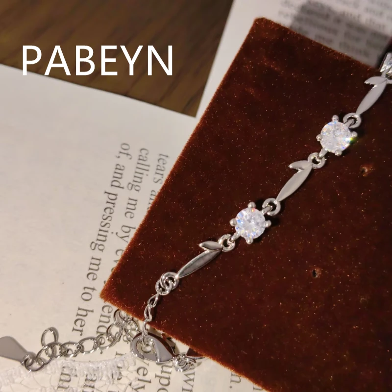 925 Sterling Silver Stylish Simple Crystal Flower Language Zircon Bracelet Birthday Party Anniversary Gift Ladies Jewelry