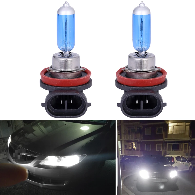 2pcs H8 55W 12V Super Bright White Halogen Bulb Fog Lamp High Power Car Headlight Lamp Car Lamp Auto Parts 6000K