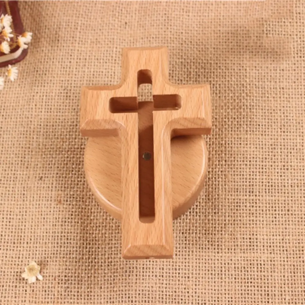 Croix d'art Vintage en bois debout avec Base, ornement de croix religieuses, Sculpture de Crucifix détachable pour salon