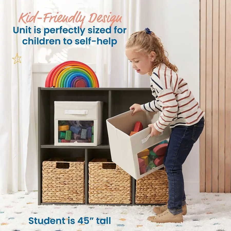 

Streamline 5Compartment Storage Cabinet, 30in, Classroom Furniture, Grey Wash