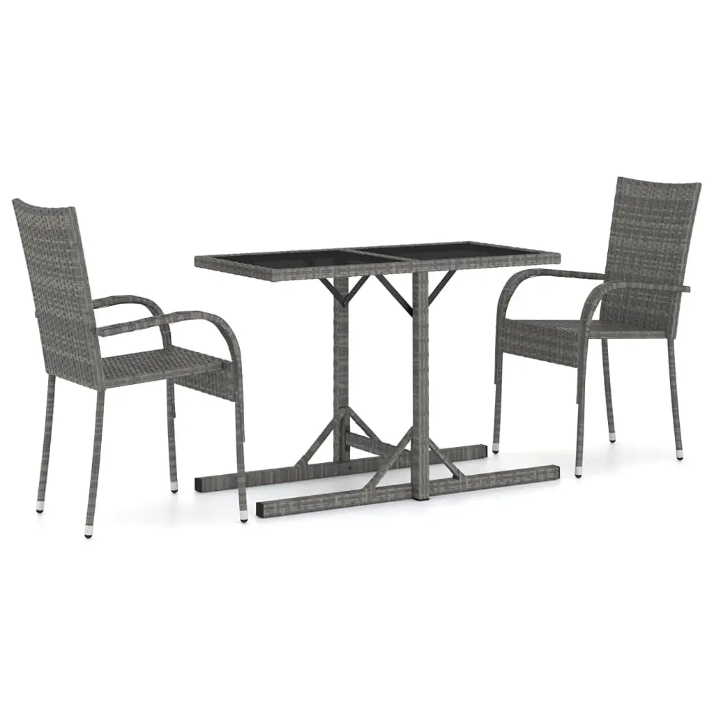 Deep Seating 3 Piece Patio Sofa Set with Ottoman, Gray Outdoor Furniture for Backyard Dining, Customized