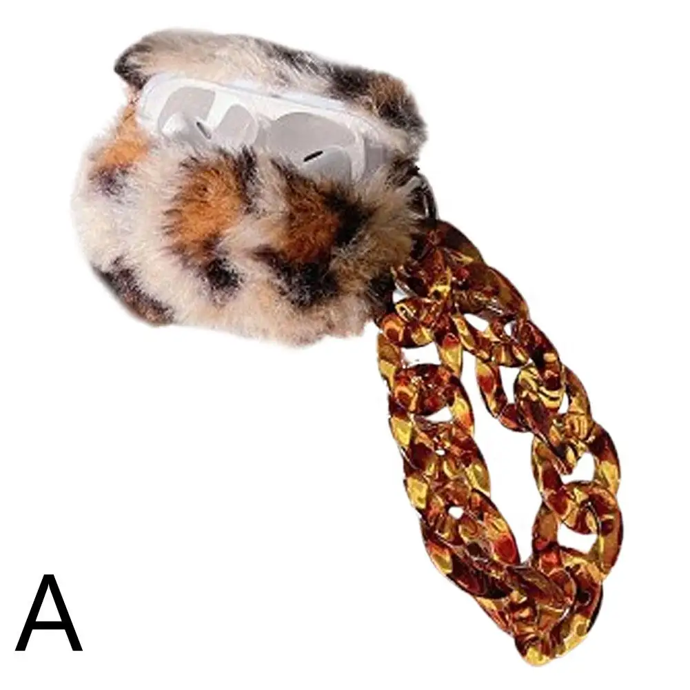 موضة رقيق لينة أفخم ليوبارد حقيبة سماعة الاذن ل أبل AirPods 4 غطاء شتاء دافئ لينة الفراء سماعات حالات وقائية C2P2