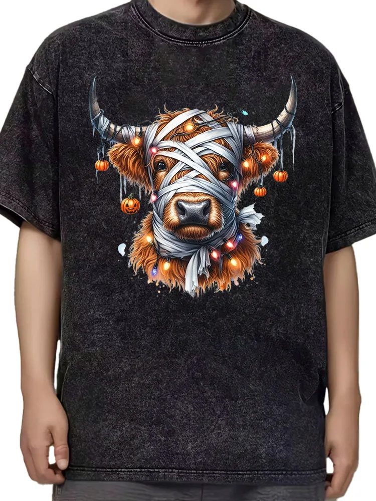 تي شيرت رجالي كبير الحجم من القطن بنسبة 100% That Witch، تي شيرت برسومات مغسولة، تي شيرت عتيق ملابس الشارع للصيف