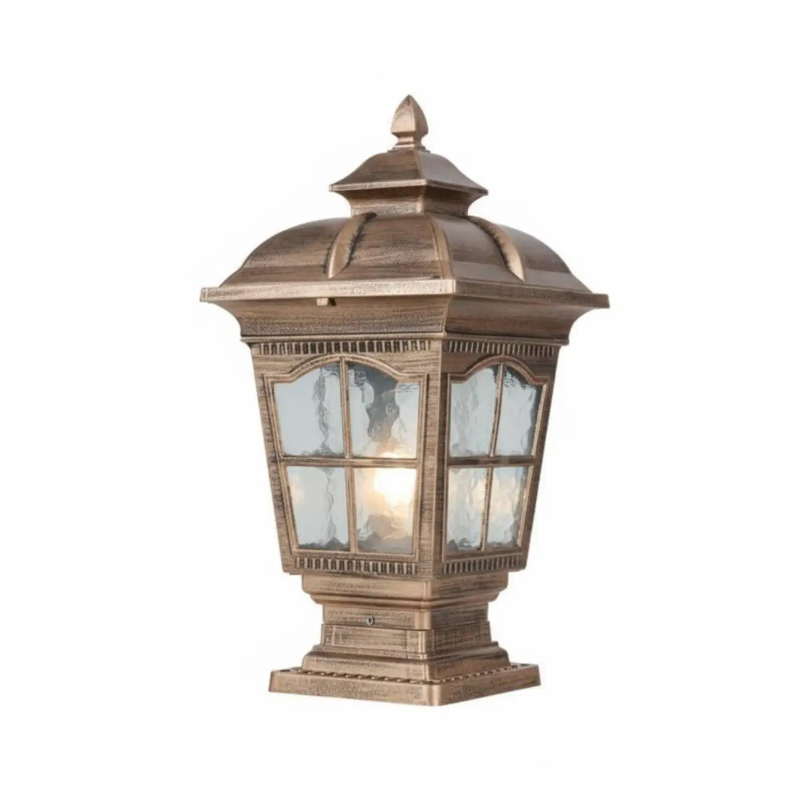 Outdoor Pillar Lamp Durable Die-cast Aluminum Water-patterned Glass Garden Lamp for Exterior Villa Post