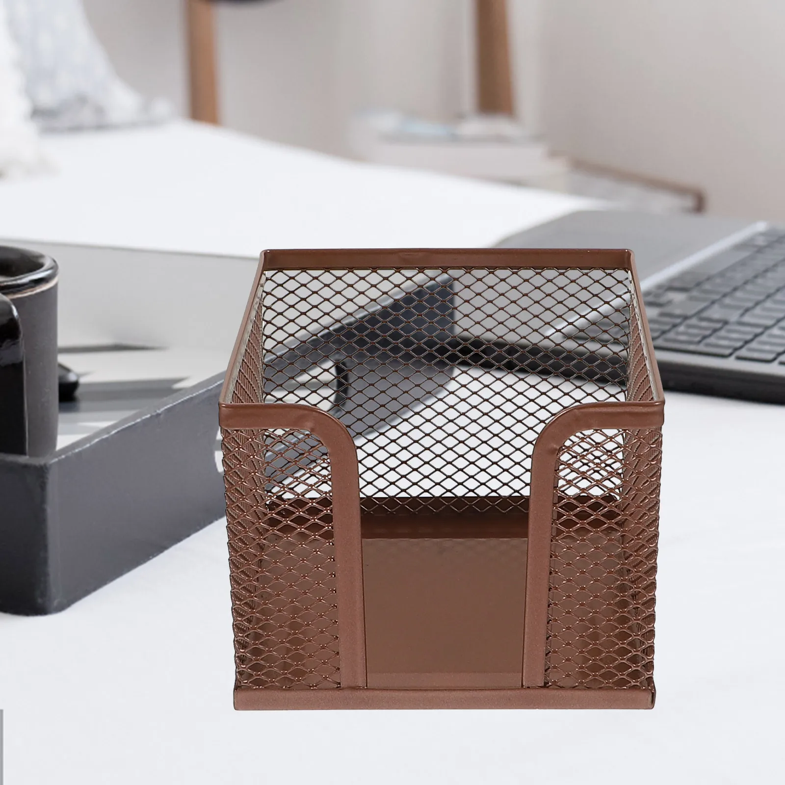 

1 set Rose Gold Desk Organizer Set Metal Pen Holder Memo Pad Card Tray Large Capacity Office Supplies Storage for Pens Pencils