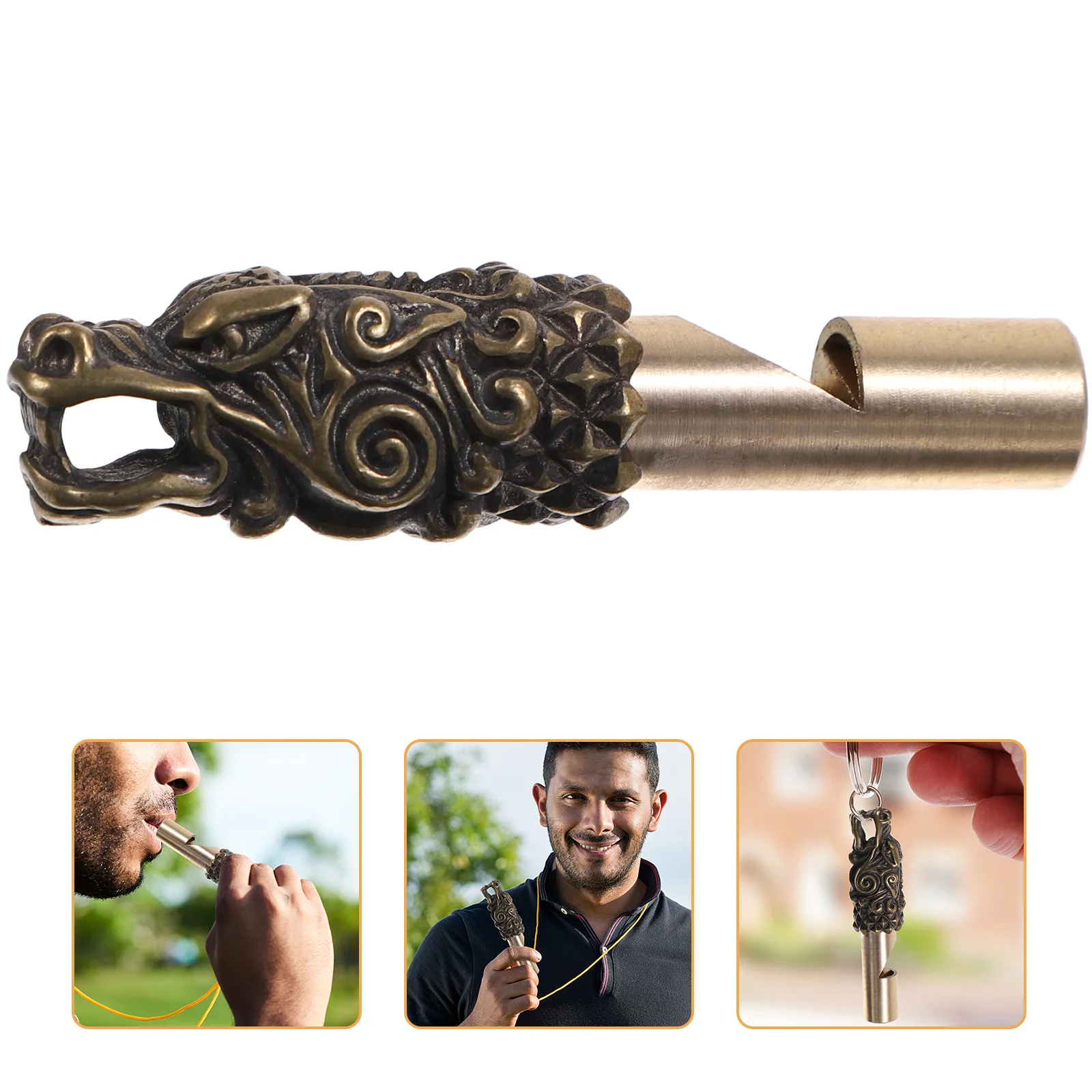 كيرين الحيوان رئيس النحاس صافرة المحمولة الطوارئ بقاء التخييم التدريب في الهواء الطلق بصوت عال صافرة المفاتيح المشي لمسافات طويلة العرض