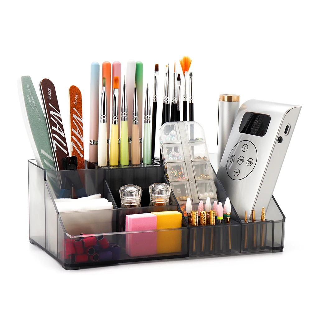 Acrylic Nail Polish Storage Rack with Drawer Large Capacity Nail Art Tools Organizer Desktop Cosmetic Display Rack for Nail Salon Home