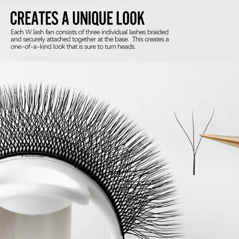 SENSE LASHES 3D W Shape Eyelash 0.07 C/D Curl Natural Soft Faux Mink Lashes 16 Rows Professional Premade Volume Fan Lashes