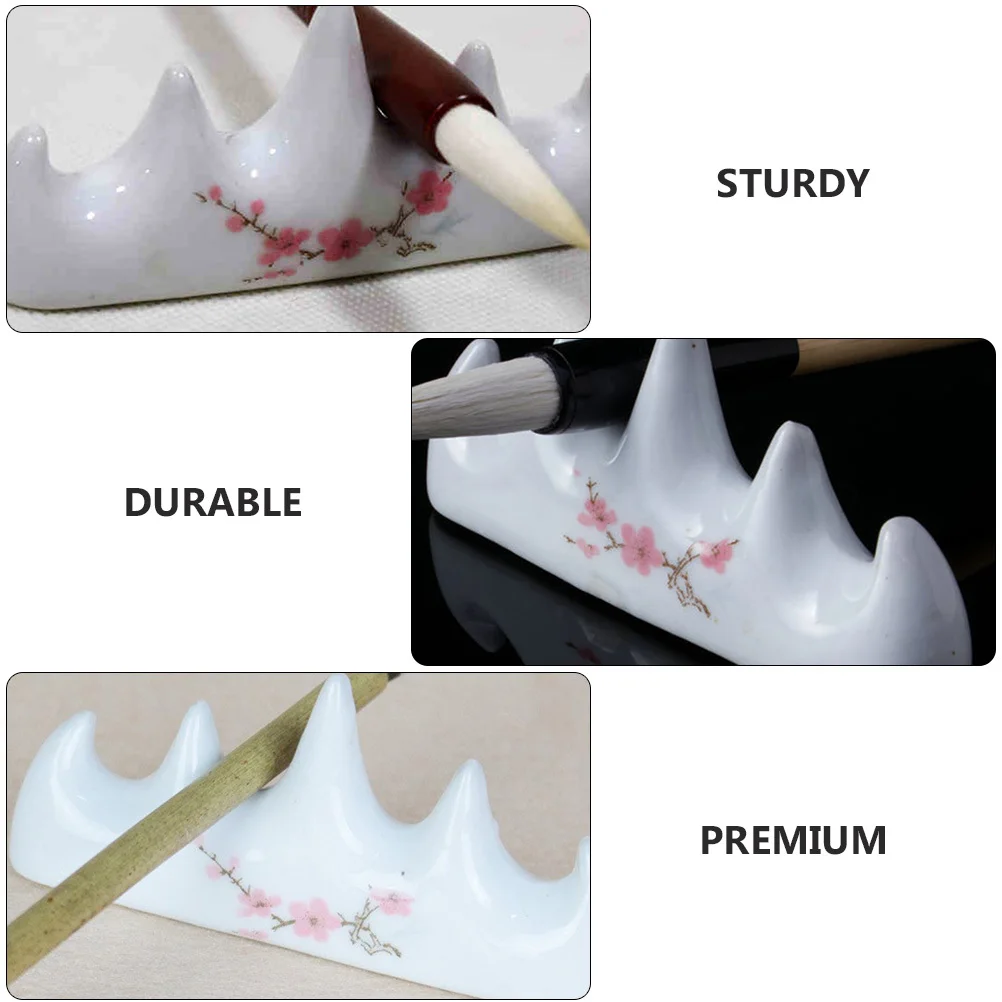 

3Pcs Multifunctional Pen Stand Ceramic Calligraphy Pen Holder Simple Elegant Brush Rack for Writing Art