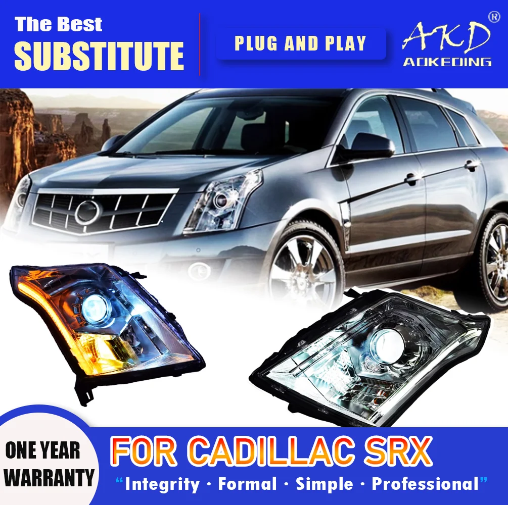 

AKD Head Lamp for Cadillac SRX LED Headlight 2010-2015 Headlights SRX DRL Turn Signal High Beam Angel Eye Projector