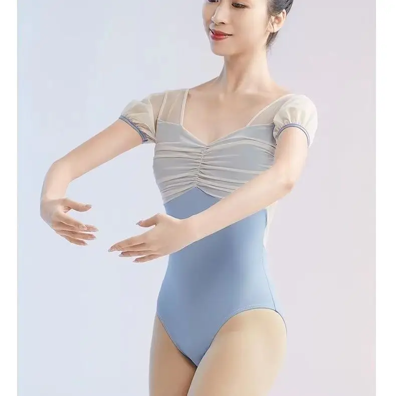 Tenue de danse de ballet à manches courtes pour femmes et filles, justaucorps de gymnastique, vêtements une pièce, examen d'art adulte