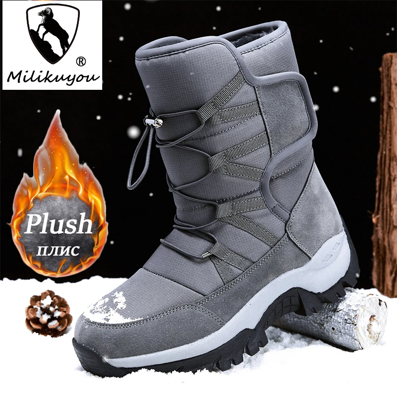 

Men's Snow Boots Winter Thick Warm Hiking Boots Outdoor High-quality Waterproof Casual Shoes Anti Slip Wear-resistant Sneakers